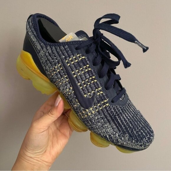 Nike Air Vapormax Flyknit 3 GS College Navy Orange Runners - 6 - Picture 3 of 12